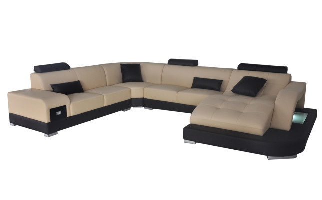 Leder Eck Sofa Eck Wohnlandschaft Garnitur Design Modern Couch Neu Sofas USB Neu
