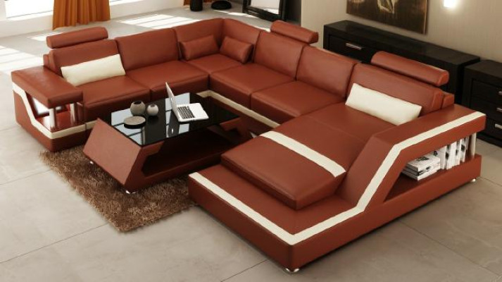 Designer Sofa Ecksofa Wohnlandschaft Big Modernes Ledersofa +USB Patentiert NEU