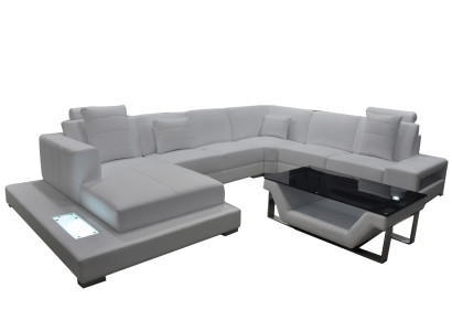 Eck Leder Sofa Couch Polster Ecke Sitz Garnitur Wohnlandschaft Design XXL U Form