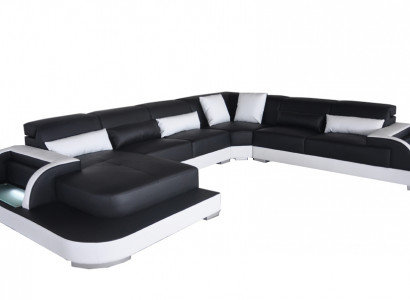 Leder Sofa Couch Wohnlandschaft Eck Garnitur Design Modern Sofas U-Form Couchen