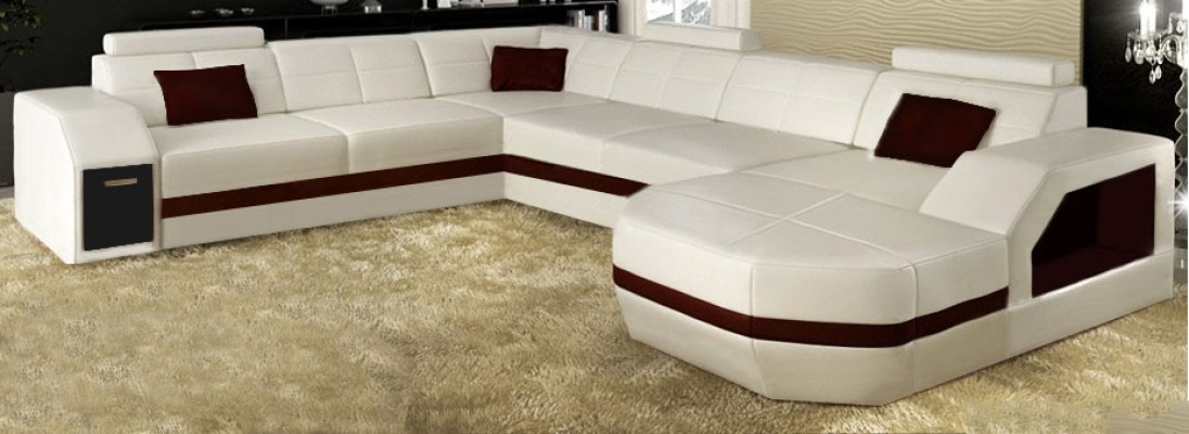 Ledersofa Couch Wohnlandschaft Ecksofa Eck Garnitur Design Modern Sofa C4011 Neu