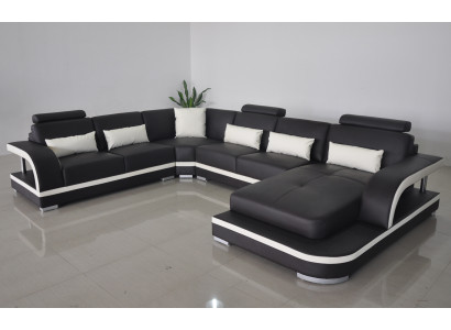 Wohnzimmer Ecksofa U-Form Holz Neu Modernes Design Polsterung Couch