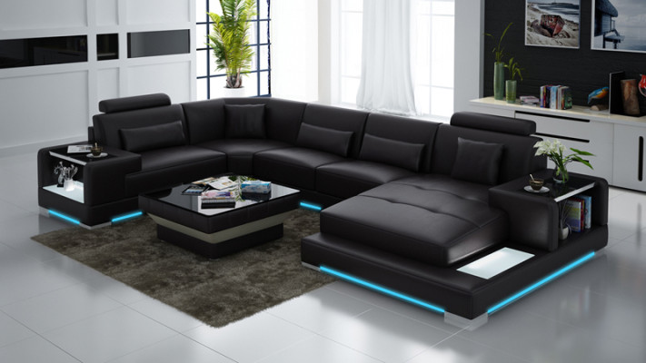 Wohnlandschaft Polster Ecke Eck Sofa mit USB Garnitur Landschaft Leder Wetzlar