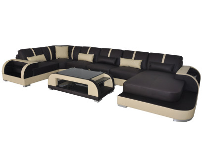 Leder Couch Polster Sitz Eck Garnitur Moderne Design Wohnlandschaft U Form Sofas