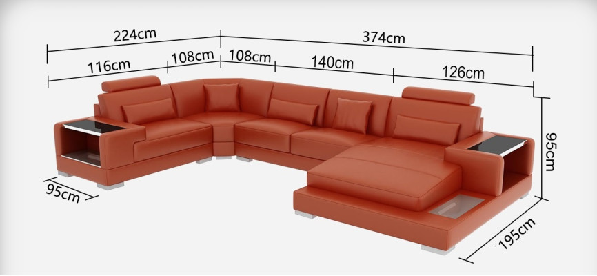 Ledersofa Wohnlandschaft Garnitur Design Modern Ecke Sofa U-Form G8023