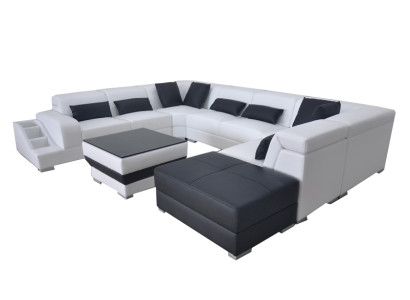 Moderne Sitz Polster Wohnlandschaft Wohnzimmer Couch Polster Ecke USB UForm Neu