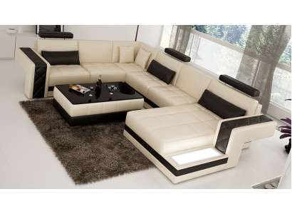 Wohnlandschaft Polster Ecke Eck Sofa mit USB Garnitur Landschaft Leder Neu 2723B