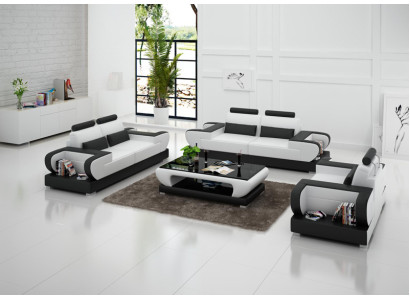 Ledersofa Couch Wohnlandschaft 3+2+1 Sitzer Garnitur Design Modern Sofa G8003D