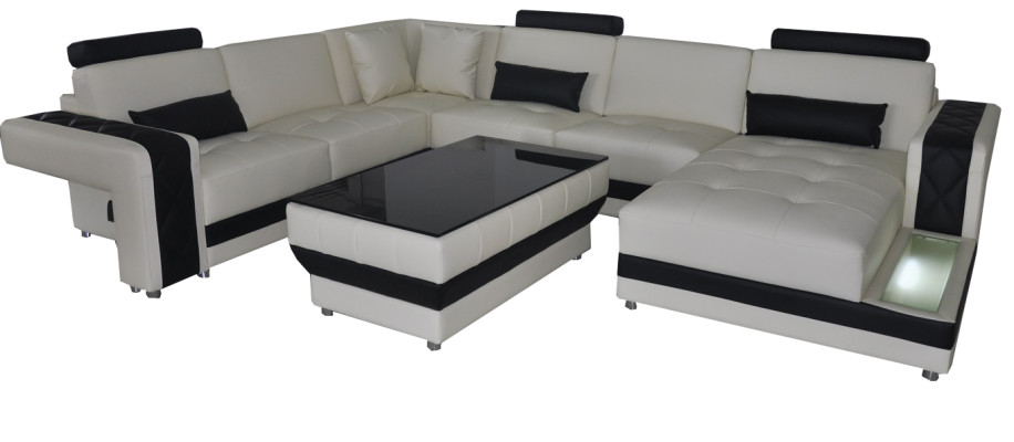 Ledersofa Couch Wohnlandschaft Eck Garnitur Design Modern Dekorative Sofa