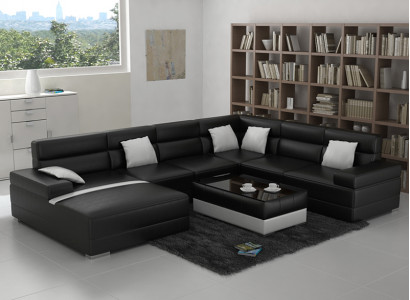 Ledersofa Couch Wohnlandschaft Ecksofa Eck Garnitur Design Modern Sofa UForm USB