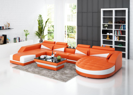 Sofa Ecksofa Design Polster Eckcouch Eckgarnitur Wohnlandschaft Couch UForm +USB