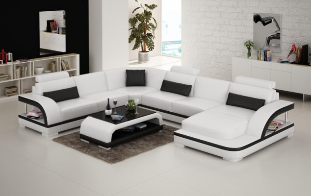 Moderne Sofa Couchgarnitur Ecke Sitzecke Leder Couch Polster Wohnlandschaft USB