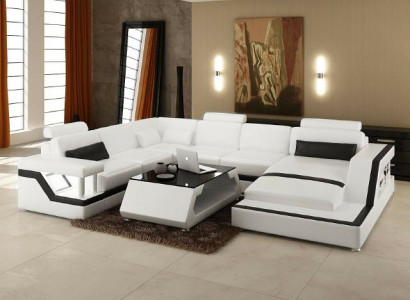 Designer Sofa Ecksofa Wohnlandschaft Big Modernes Ledersofa + USB,Patentiert NEU