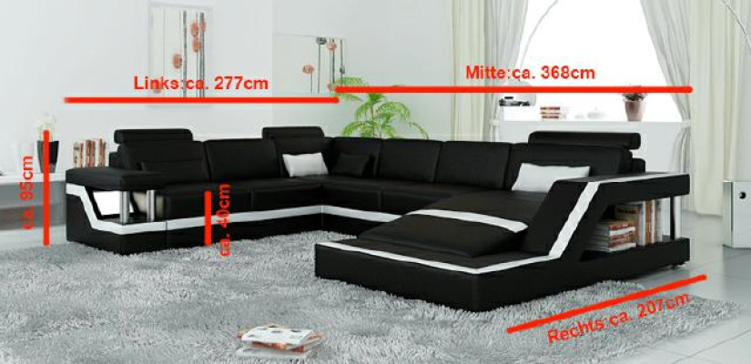 Designer Sofa Ecksofa Wohnlandschaft Big Modernes Ledersofa + USB,Patentiert NEU