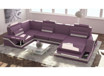 Wohnlandschaft Sofa mit USB Polster Ecksofa Garnitur Textil Stoff Leder Sofas