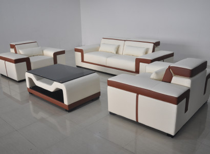 3+2+1 Sofa Couch Polster Leder Stoff Couchen Sofas +Tisch Komplett Garnitur Neu