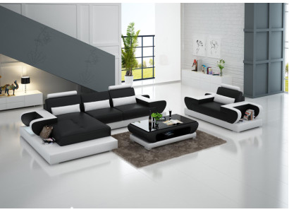 Design XXL Big Sofa Ecksofa Ledersofa Couch Polster Ecke Wohnlandschaft G8003E