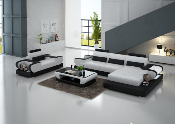 Design XXL Big Sofa Ecksofa Ledersofa Couch Polster Ecke Wohnlandschaft G8003E
