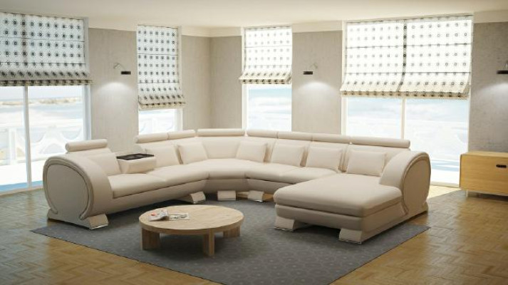 Ecksofa Sofa Wohnlandschaft Couch Leder Sofas Eck Garnitur Vigo-K U Form Neu