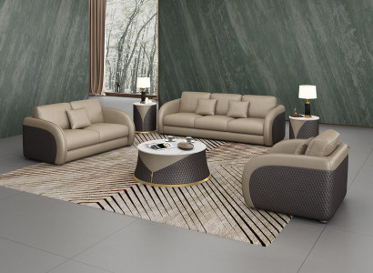 Garnitur Leder Designer Sofa Couch Polster 6tlg. Set Garnituren Couchtisch