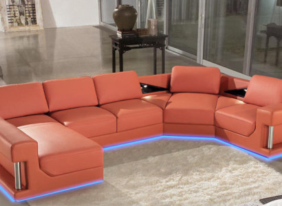 Ledersofa Couch Wohnlandschaft Ecksofa Eck Garnitur Design Modern Sofa A1131