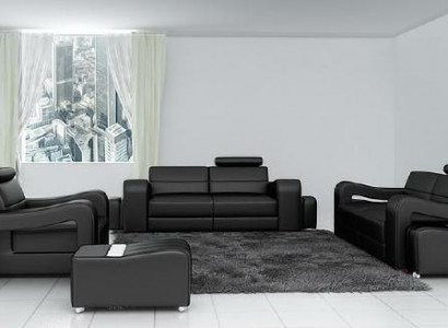 Designer Ledersofa Sofagarnitur USB Sofa Sitz Polster Garnitur 3+2+1 Garnituren