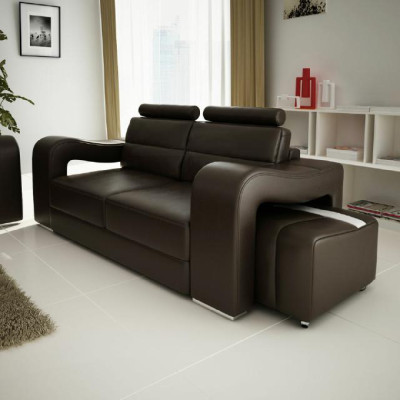 Designer Ledersofa Sofagarnitur USB Sofa Sitz Polster Garnitur 3+2+1 Garnituren