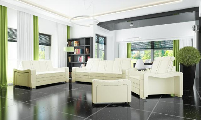 Ledersofa Design Sofa Sofagarnitur 3+2+1 mit USB Sofa Garnitur Polstergarnitur