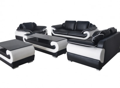 Sofa Couch Sitz Polster Komplett Set Leder Garnitur 3+2+1 Sofas Designer