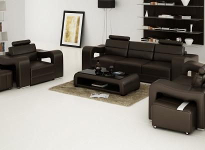 Ledersofa Couch Wohnlandschaft 3+2+1 Sitzer Garnitur Design Modern Sofa F3008D