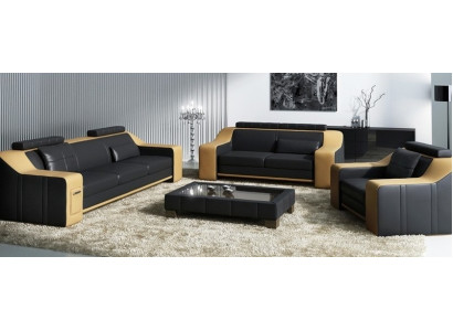 Ledersofa Set Sofa Couch Sitz Polster Garnitur Sofagarnitur 3+2+1 Sofas HuttenGB