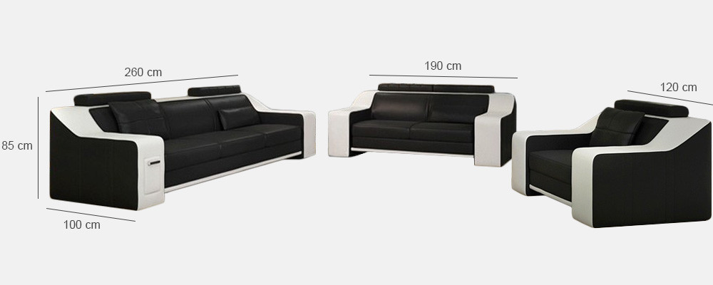 Ledersofa Set Sofa Couch Sitz Polster Garnitur Sofagarnitur 3+2+1 Sofas HuttenGB