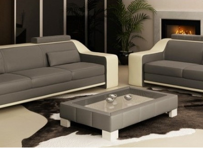Ledersofa Set Sofa Couch Sitz Polster Garnitur Sofagarnitur 3+2+1 Sofas HuttenG