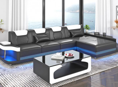 Ecksofa L-Form Polster Leder Wohnlandschaft Couchen Sofas Ecke Luxus Möbel Neu