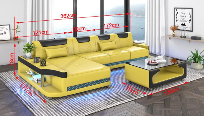 Ecksofa L-Form Polster Leder Wohnlandschaft Couchen Sofas Ecke Luxus Möbel Neu