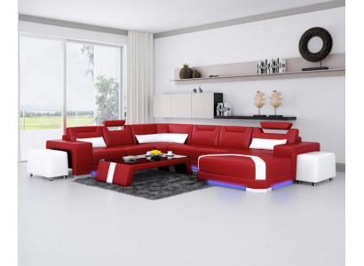 Ledersofa Couch Wohnlandschaft Ecksofa Eck Garnitur Design Modern Sofa Neu F3011