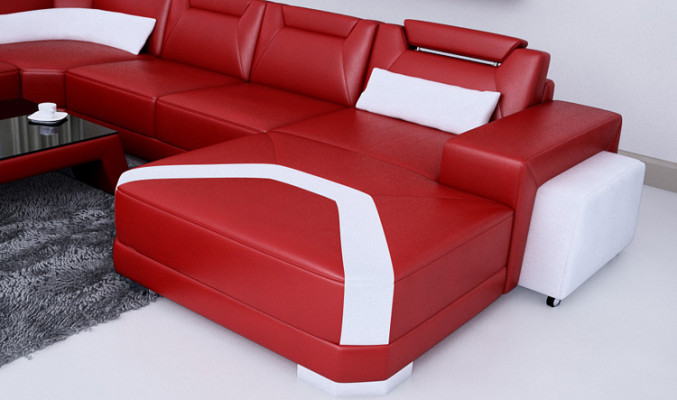 Ledersofa Couch Wohnlandschaft Ecksofa Eck Garnitur Design Modern Sofa Neu F3011