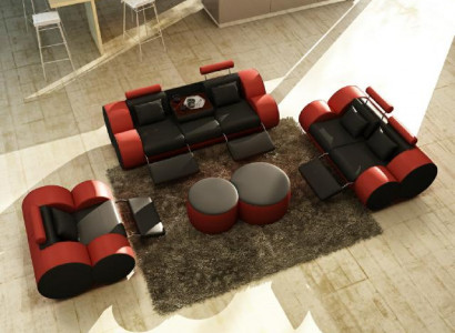 Leder Sofa 3+2+1 Sitzer mit USB Relax Couch Sofagarnitur Polstergarnitur MADRID