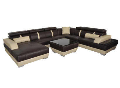 Ledersofa Wohnlandschaft Eck Garnitur Design Modern Sofa Dekorative U-Form