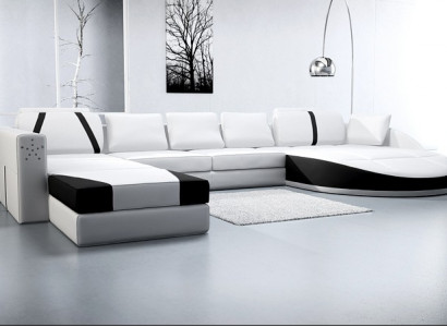 Ledersofa Couch Wohnlandschaft Ecksofa Eck Garnitur Design Modern Sofa A1122