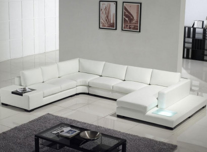 Ledersofa Couch Wohnlandschaft Ecksofa Eck Garnitur Design Modern Sofa A1110