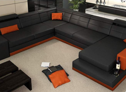 Ledersofa Couch Neu Wohnlandschaft Ecksofa Eck Garnitur Design Modern Sofa + USB