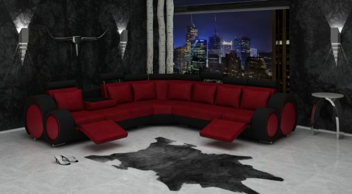 Textil Sofa USB Designer Sofas Couch Eckgarnitur Eckcouch Polster Wohnlandschaft