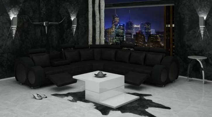 TEXTIL SOFA mit USB DESIGNERSOFA GARNITUR LEDER ECKSOFA WOHNLANDSCHAFT ECK NEU