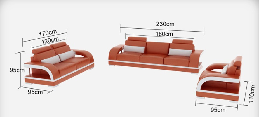 Sofa Couch Leder Polster Sitz Couch Garnitur 3+2+1 USB + Tisch Set Design Sofa