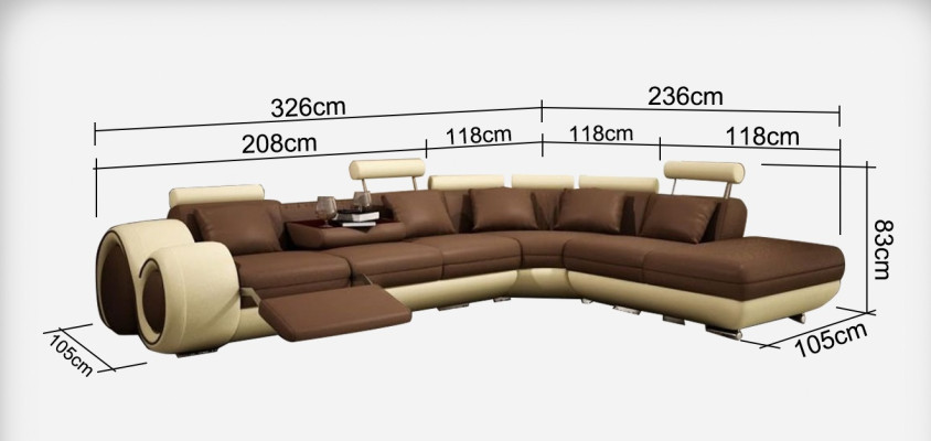 Ledersofa Couch Wohnlandschaft Ecksofa Eck Garnitur Design Modern Sofa A1163C