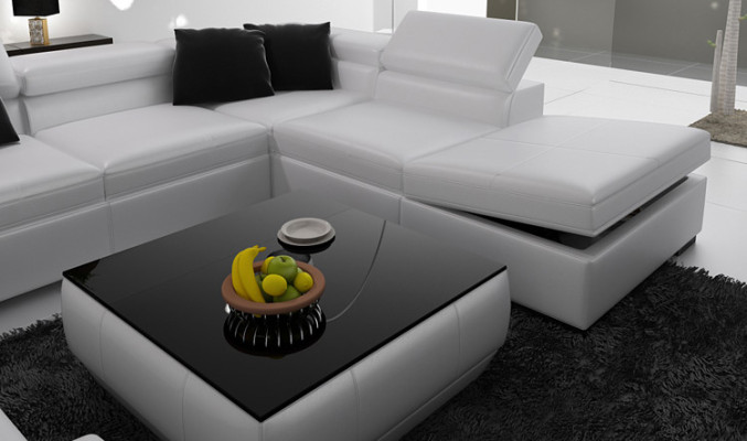 Eckgarnitur Leder Sofa Wohnzimmer Wohnlandschaft Polsterecke Sitzgarnituren +USB