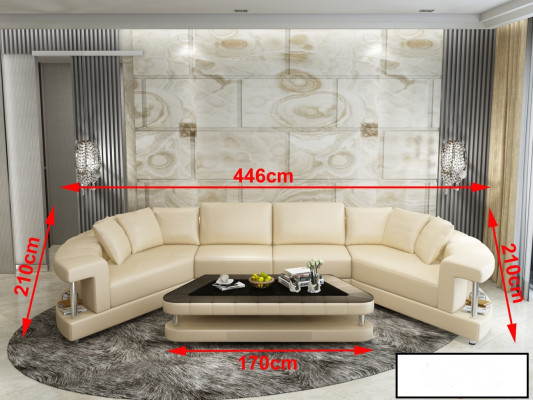 Wohnlandschaft Trapez Förmige Rund Ecksofa Sofa Runde Couch Polster U Form + USB