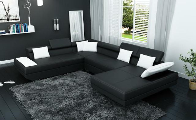 Ledersofa Sofa mit USB Polster Eck Garnitur Wohnlandschaft XXL Big Ecksofa 2719D