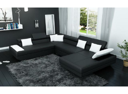 Ledersofa Sofa mit USB Polster Eck Garnitur Wohnlandschaft XXL Big Ecksofa 2719D